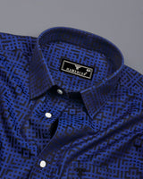 Thor Blue With Black Jacquard Textured Cotton Shirt
