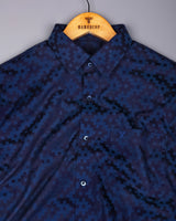 Tropysm Blue With White Jacquard Cotton Shirt