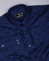 Tropysm Blue With White Jacquard Cotton Shirt
