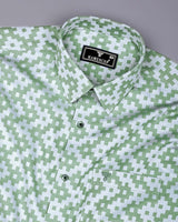Tropysm Green With White Jacquard Cotton Shirt