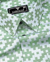 Tropysm Green With White Jacquard Cotton Shirt