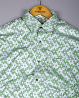 Tropysm Green With White Jacquard Cotton Shirt