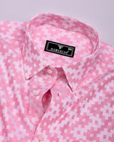 Tropysm Pink With White Jacquard Cotton Shirt