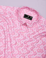 Tropysm Pink With White Jacquard Cotton Shirt