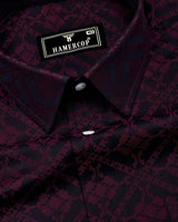 Topeka Maroon With Black Jacquard Textured Cotton Shirt