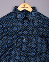 Topeka Gray With Black Jacquard Textured Cotton Shirt