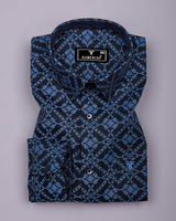 Topeka Gray With Black Jacquard Textured Cotton Shirt