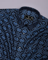 Topeka Gray With Black Jacquard Textured Cotton Shirt