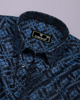 Topeka Gray With Black Jacquard Textured Cotton Shirt