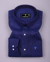 Ink Blue Jacquard Textured Cotton Shirt