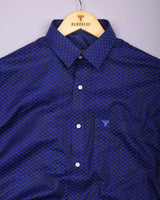 Ink Blue Jacquard Textured Cotton Shirt