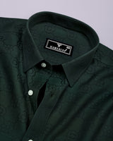 Lewis Green Jacquard Textured Cotton Shirt