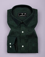 Lewis Green Jacquard Textured Cotton Shirt
