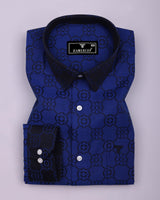 Lewis Blue Jacquard Textured Designer Cotton Shirt