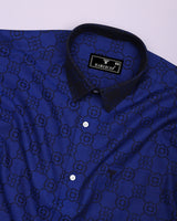 Lewis Blue Jacquard Textured Designer Cotton Shirt