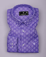 Orchid Purple With White Jacquard Textured Cotton Shirt