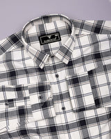 Domira White With Blue Waffle Dobby Check Shirt