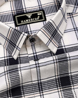 Domira White With Blue Waffle Dobby Check Shirt