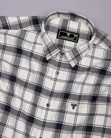 Domira White With Blue Waffle Dobby Check Shirt