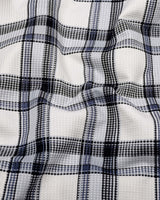 Logten White With Blue Waffle Check Dobby Cotton Shirt