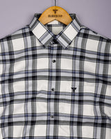 Logten White With Blue Waffle Check Dobby Cotton Shirt