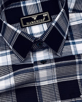 Logten Black With White Waffle Check Dobby Cotton Shirt