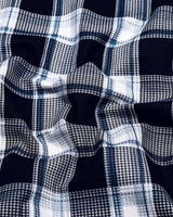 Logten Black With White Waffle Check Dobby Cotton Shirt