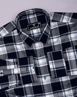 Logten Black With White Waffle Check Dobby Cotton Shirt