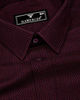 Burnt Burgundy With Black Houndstooth Dobby Cotton Shirt