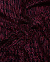 Burnt Burgundy With Black Houndstooth Dobby Cotton Shirt
