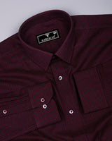 Burnt Burgundy With Black Houndstooth Dobby Cotton Shirt