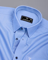 Pivot Blue With White Printed Cotton Formal Shirt