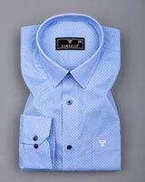 Pivot Blue With White Printed Cotton Formal Shirt