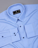 Pivot Blue With White Printed Cotton Formal Shirt