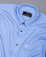Pivot Blue With White Printed Cotton Formal Shirt