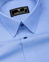 Pivot Blue With White Printed Cotton Formal Shirt