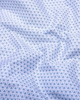 Fluffy White With Blue Printed Premium Cotton Formal Shirt