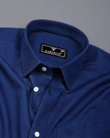 Curious Blue Solid Dobby Cotton Formal Shirt