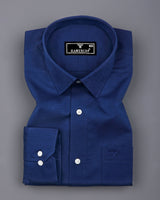 Curious Blue Solid Dobby Cotton Formal Shirt