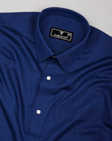 Curious Blue Solid Dobby Cotton Formal Shirt