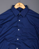 Curious Blue Solid Dobby Cotton Formal Shirt