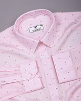 Jelly Pink With Wine Printed Dobby Cotton Shirt