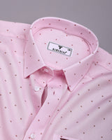 Jelly Pink With Wine Printed Dobby Cotton Shirt