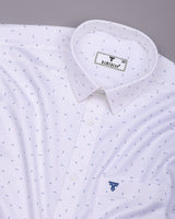 Compass White With Blue Printed Premium Giza Shirt