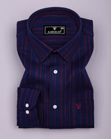 Wind Blue With Maroon Stripe Cotton Shirt