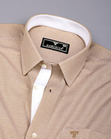 Oat Cream With White Micro Check Cotton Designer Shirt