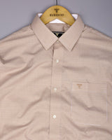 Oat Cream With White Micro Check Cotton Designer Shirt