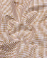 Oat Cream With White Micro Check Cotton Designer Shirt