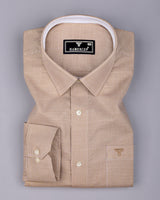 Oat Cream With White Micro Check Cotton Designer Shirt