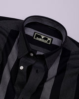 Breez Black With White Stripe Oxford Cotton Shirt